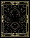 Ornate Gold Floral Border Design Rug