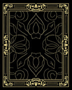 Ornate Gold Floral Border Design Rug
