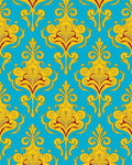 Yellow Red Floral Damask Pattern Rug
