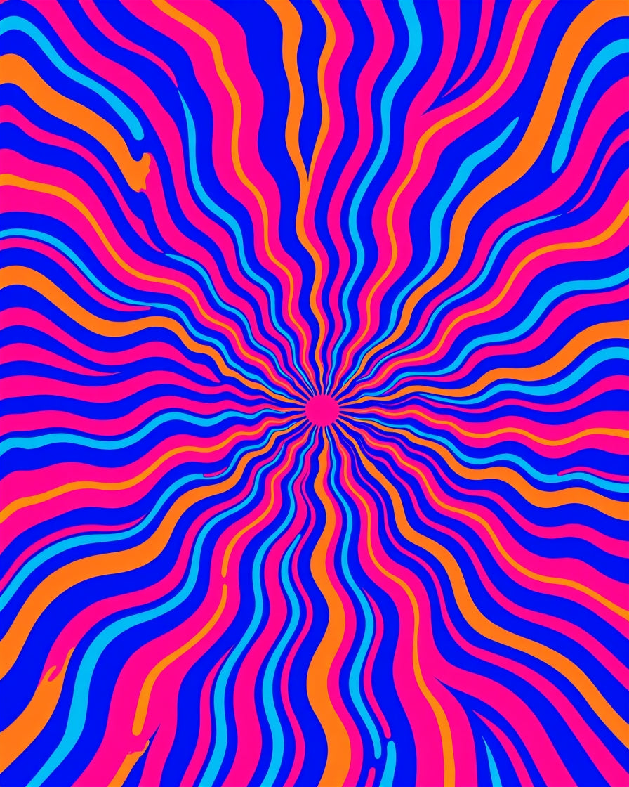 Vibrant 1970s Swirl Pattern Rug