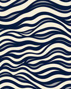 Navy Cream Dynamic Wave Design Rug