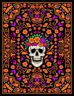 Floral Skull Day of Dead Rug