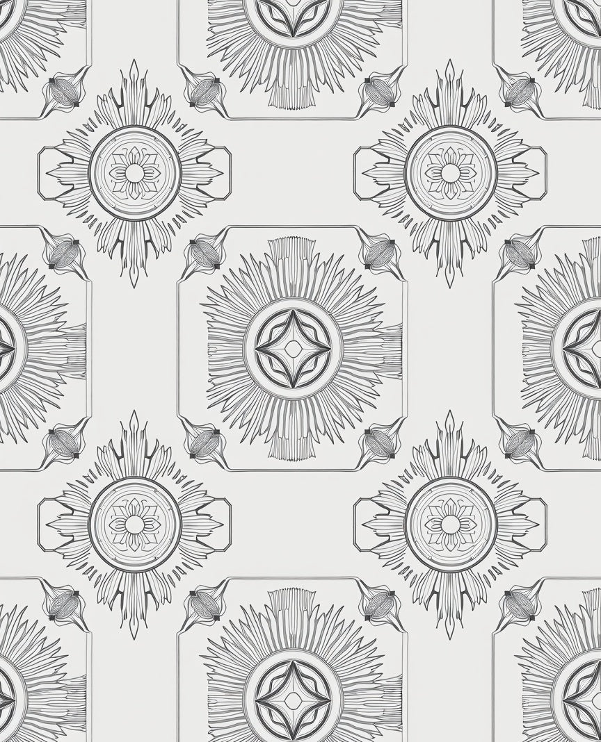 Ornate Starburst Floral Pattern Rug