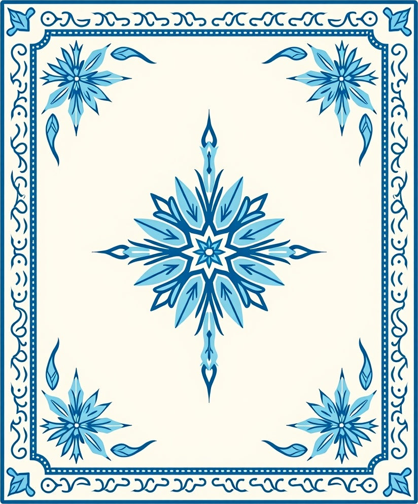 Vibrant Cobalt Blue Floral Starburst Rug