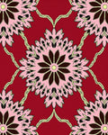 Ornate Floral Mandala In Pink and Red Rug