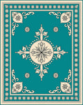 Ornate Teal Floral Medallion Rug