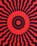 Radial Sunburst Red Black Pattern Rug