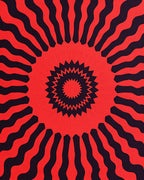 Radial Sunburst Red Black Pattern Rug