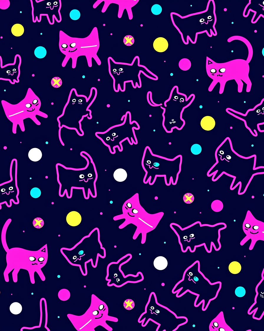 Cute Cat Polka Dot Pattern Rug
