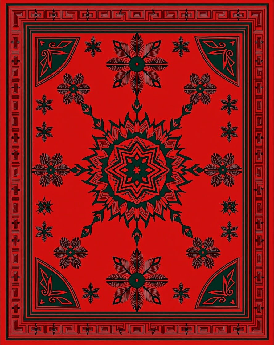 Ornate Starburst Detailed Pattern Rug
