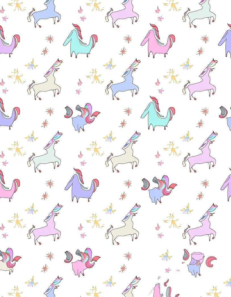 Pastel Unicorns Stars Pattern Rug