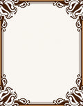 Elegant Brown Swirl Floral Border Design Rug