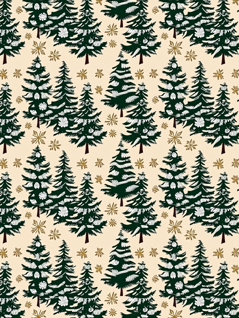 Vintage Pine Frosted Trees Pattern Rug