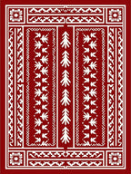 Vertical Symmetry Red White Patterned Rug