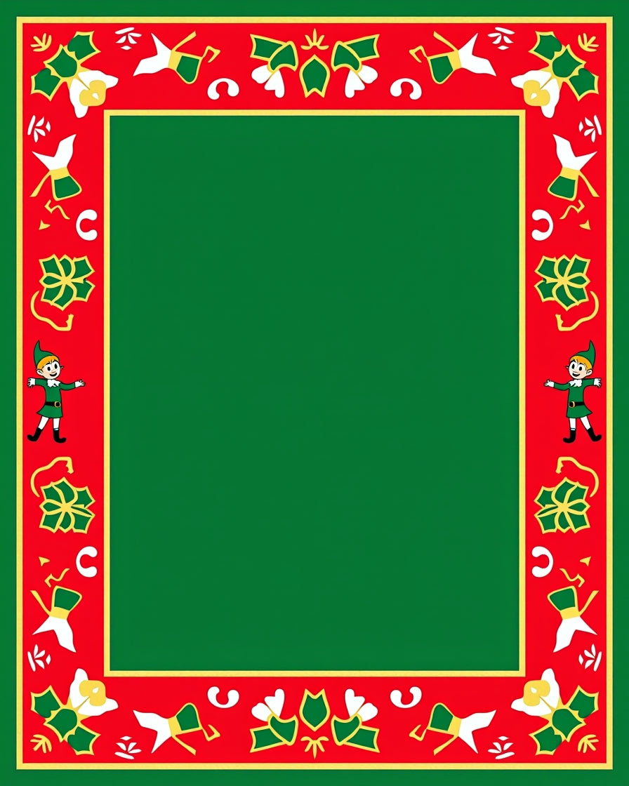 Jolly Elf Red Green Holly Border Rug