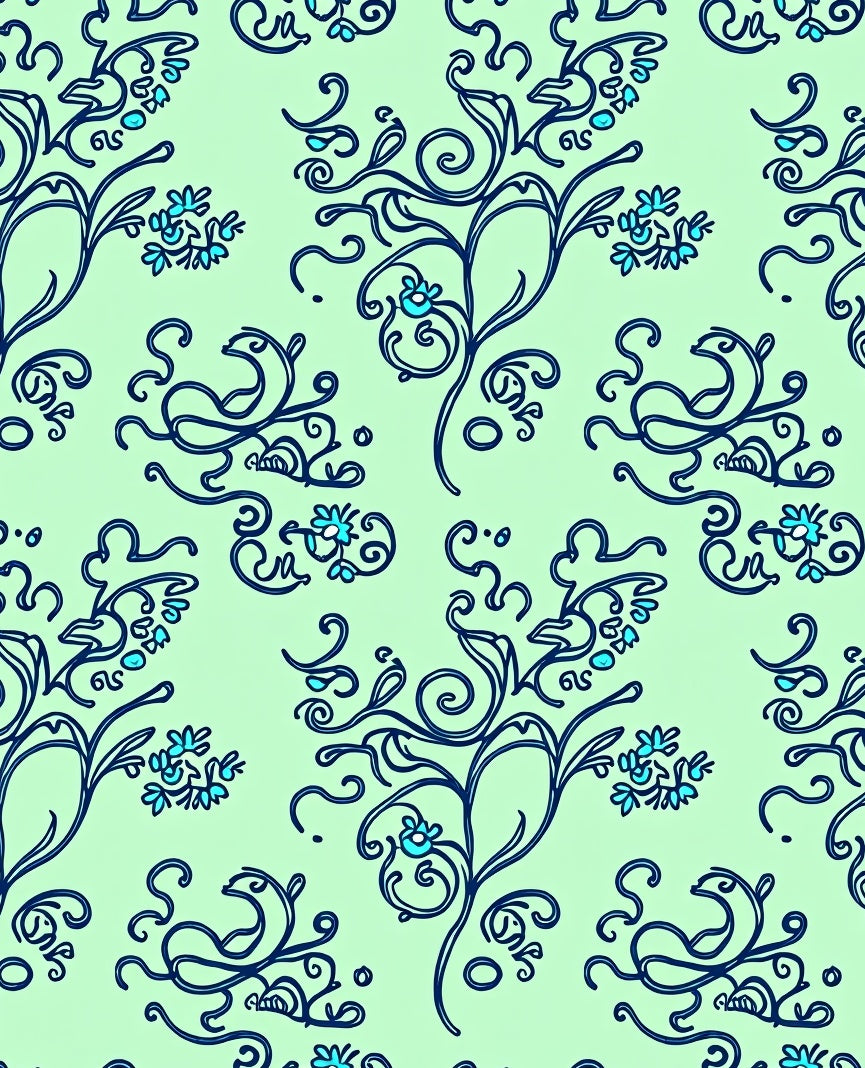 Art Nouveau Floral Vine Pattern Rug