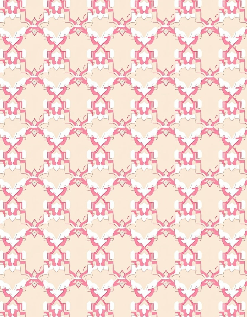 Elegant Pink Cream Geometric Pattern Rug