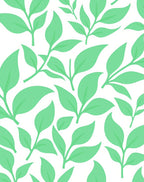 Simple Green Leaf Pattern Rug