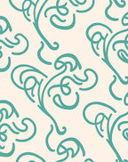 Teal Swirl Pattern Design Rug