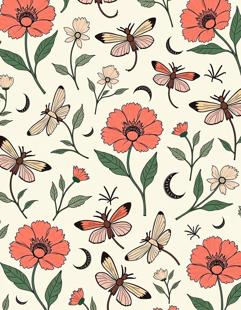Floral Dragonfly Boho Pattern Rug