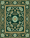 Green Gold Floral Art Nouveau Rug