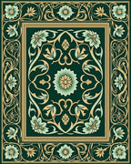 Green Gold Floral Art Nouveau Rug