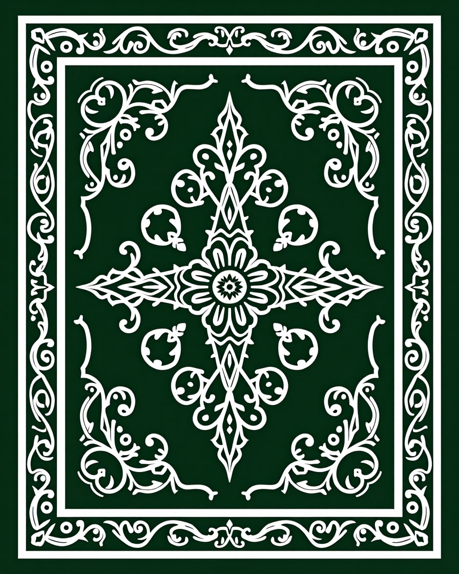 Elegant White Floral Vine Pattern Rug