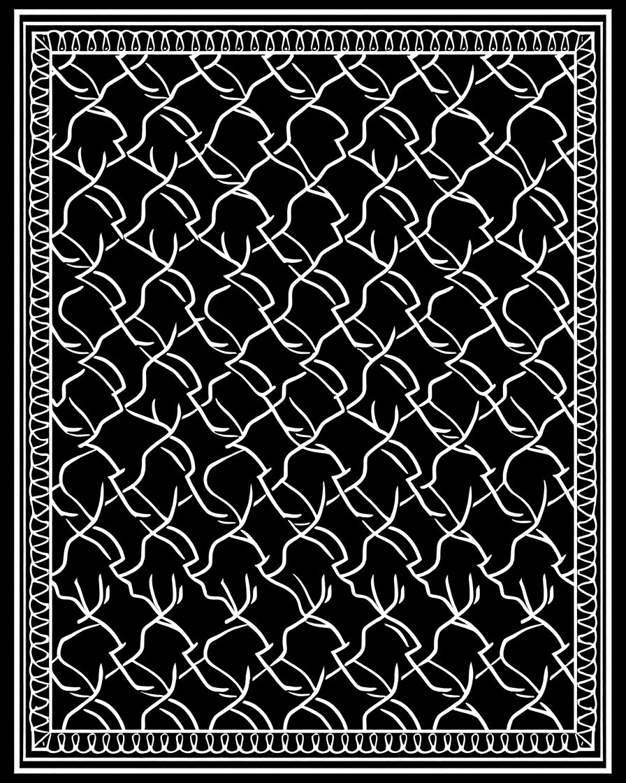 Bold Interlocking White Chain Rug
