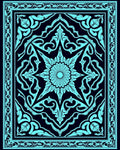 Elaborate Turquoise Floral Mandalic Design Rug