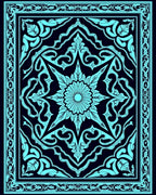 Elaborate Turquoise Floral Mandalic Design Rug