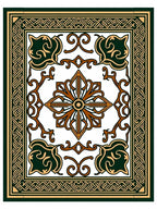Ornate Emerald Gold Celtic Pattern Rug