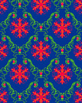 Vibrant Crimson Floral Blue Swirl Rug