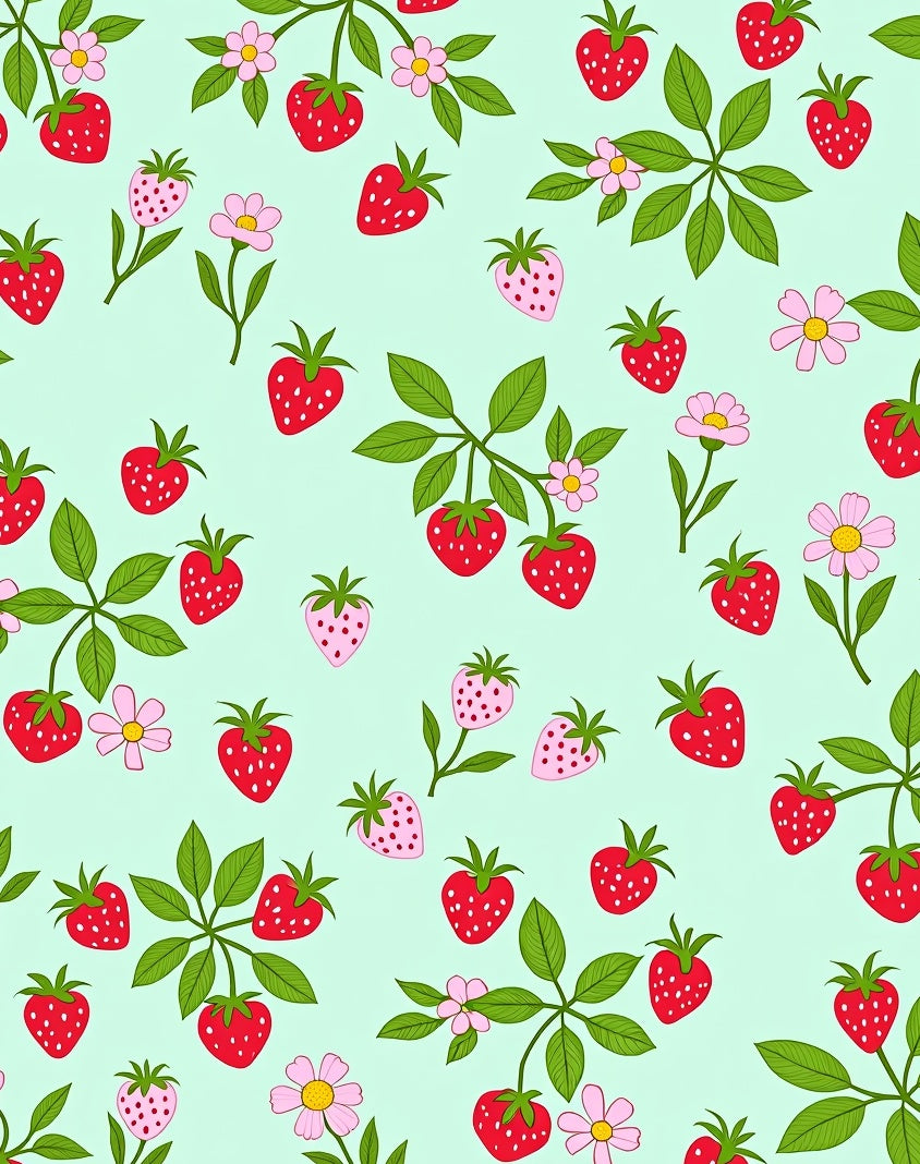 Sweet Strawberry Floral Pattern Rug