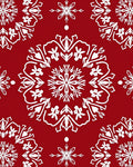 Crimson Snow Winter Mandala Pattern Rug