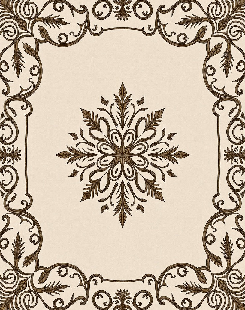 Ornate Floral Scrollwork Pattern Rug