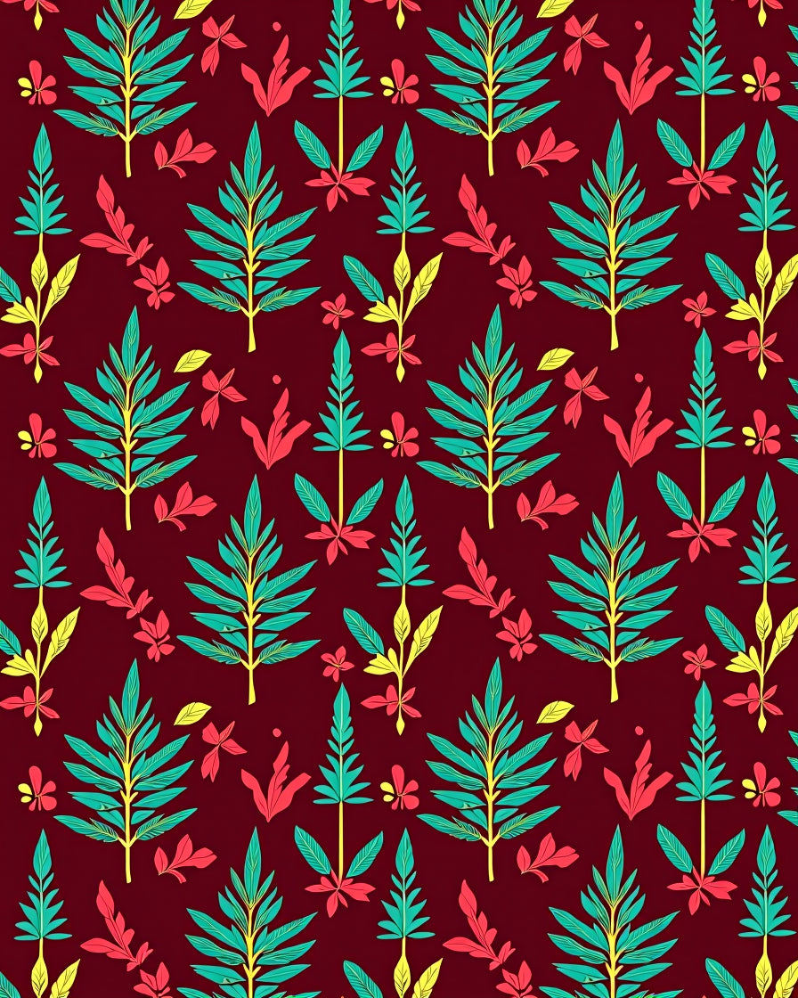Tropical Leaf Pattern Design in Teal Rug