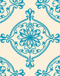 Aqua Floral Damask Overlay Rug