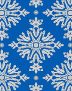White Snowflake Blue Abstract Rug
