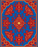 Royal Blue Red Gold Rococo Pattern Rug