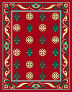 Classic Red Festive Tree Pattern Rug