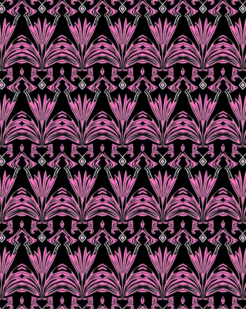 Pink Floral Art Deco Pattern Rug