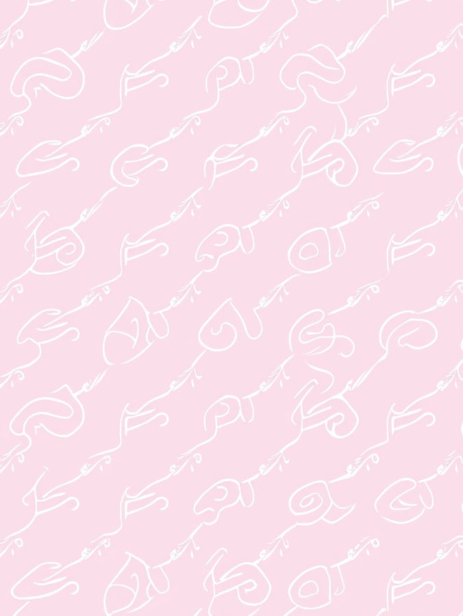 Pastel Pink Calligraphic Swirls Rug
