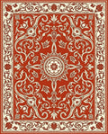Classical Floral Swirl Border Rug