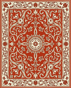 Classical Floral Swirl Border Rug