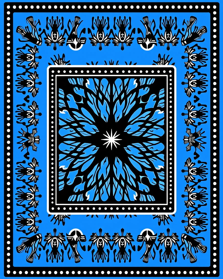 Stylized Floral Starburst With Border Design Rug