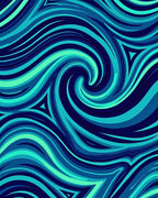 Abstract Swirl Deep Blue Green Pattern Rug