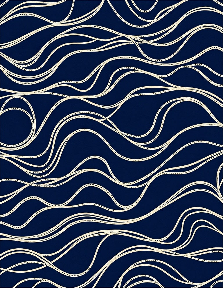 Navy Swirling Abstract Rope Pattern Rug