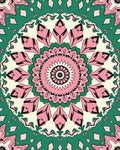 Pink Green Floral Mandala Rug
