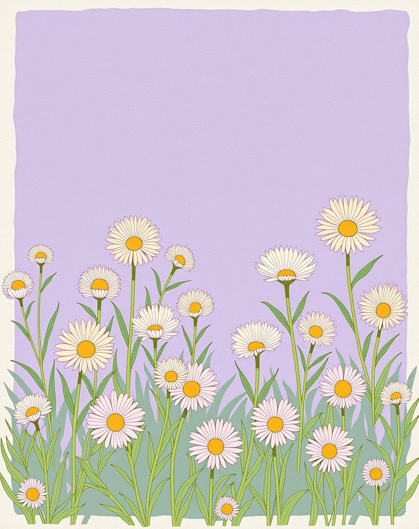 Daisies Meadow Pastel Floral Art Rug
