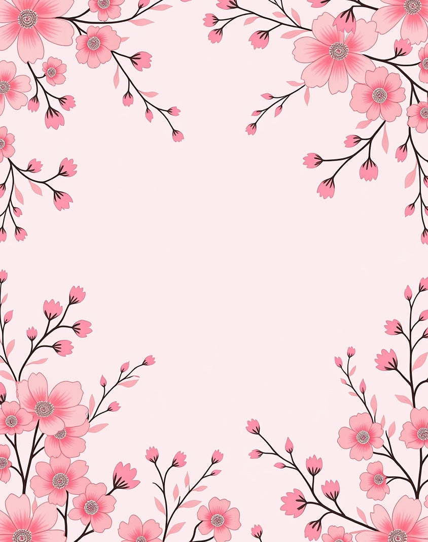 Pink Blossom Branch Art Rug
